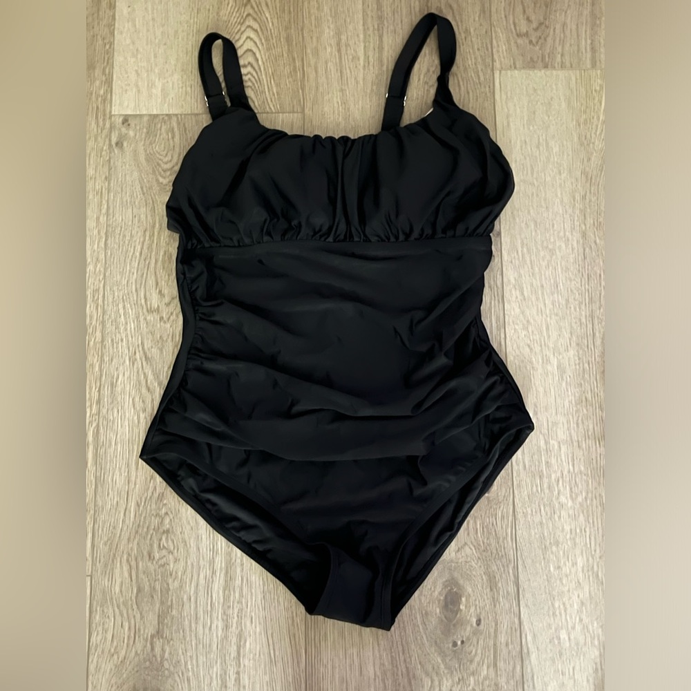 Black one piece bathing suit size xl